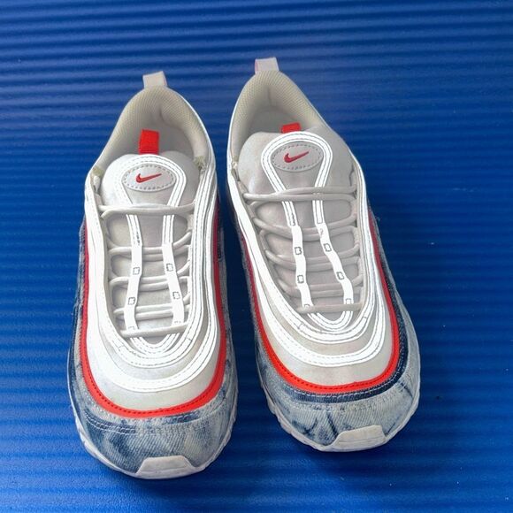 Size 9- Women's Nike Air Max 97 Washed Denim Blue White Red Sneakers DV2180-900 - Picture 4 of 8